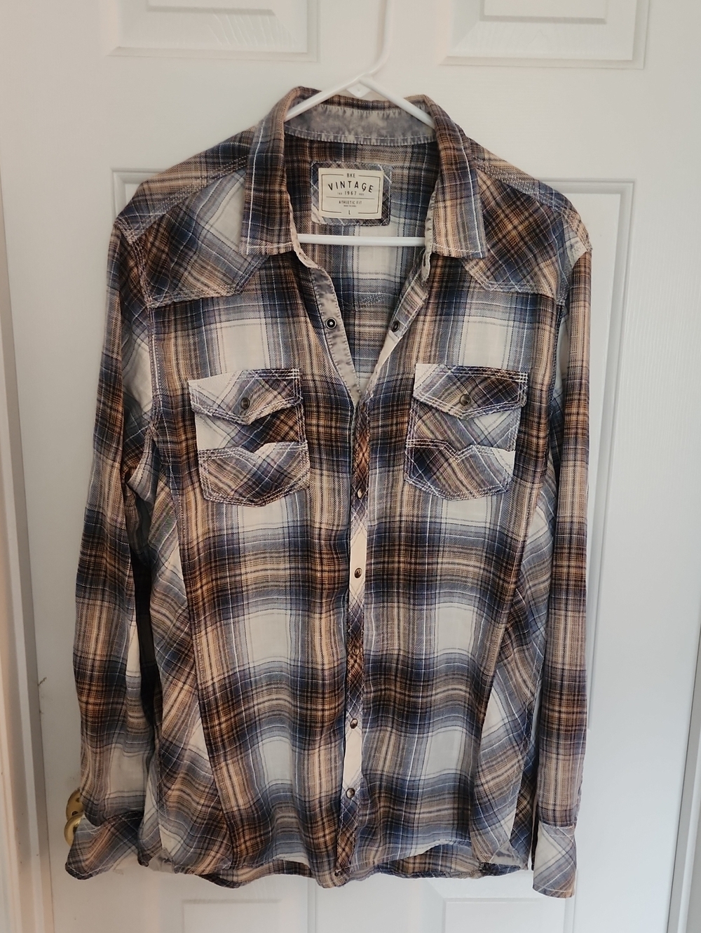 Brown & Blue Plaid Men's Shirt